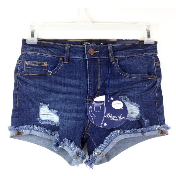 Blue Age Pants - Cut Off Stretch Denim Shorts
